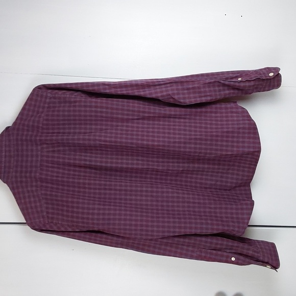 Abercrombie and Fitch Mens Burgundy Red Blue Plaid Pocket Shirt TINY FLAW Sz.L - Picture 8 of 12